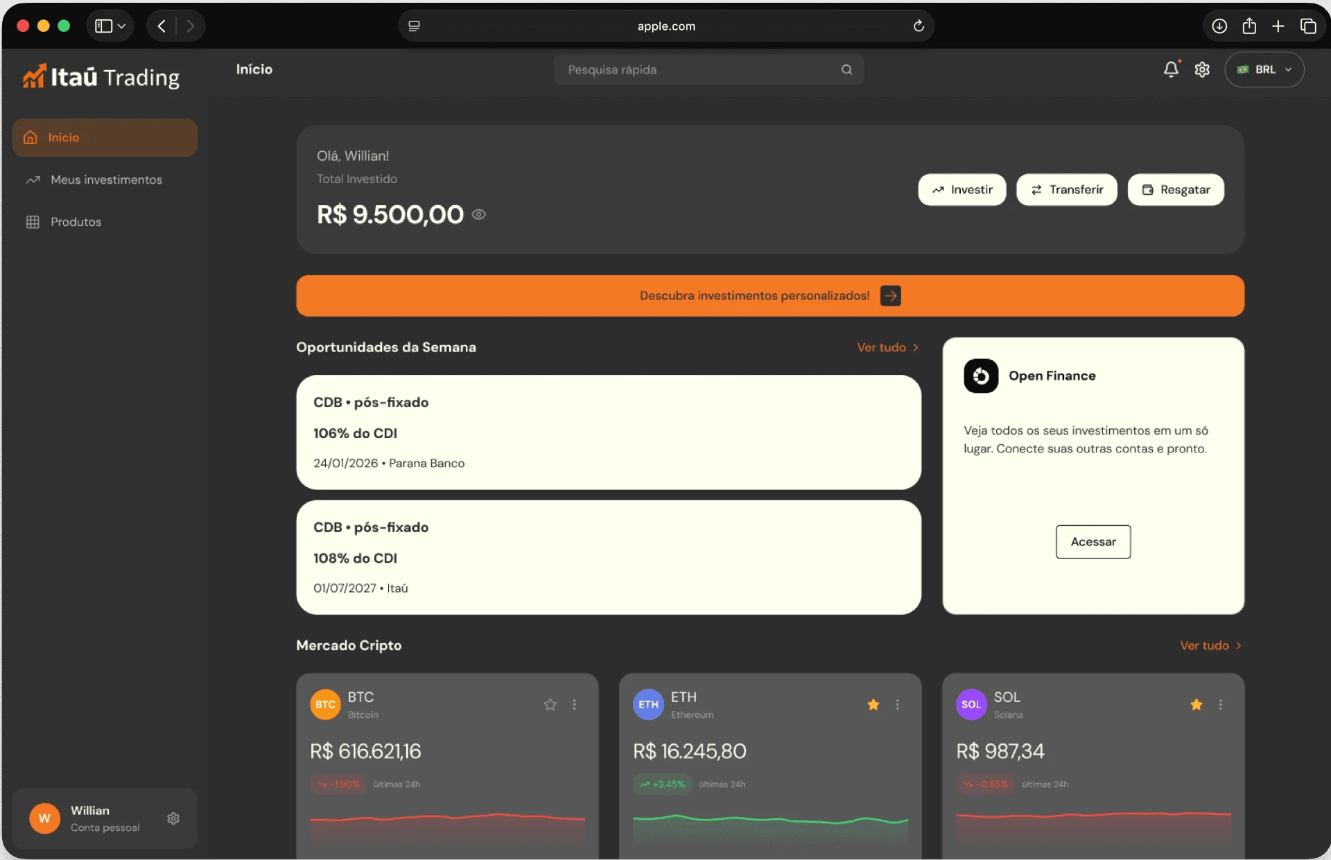 Diversificando produtos e facilitando os investimentos.